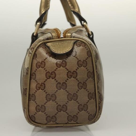 GUCCI GG Crystal Hand Bag Coated Canvas Brown Gold - Picture 4 of 12